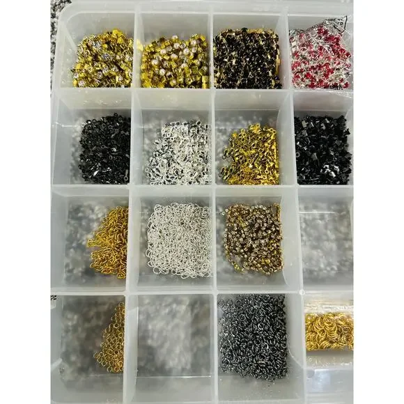 Large Lot Cupchains Rhinestone Crystal Glass Bead Chains · Silver · Gold · Clear - Picture 2 of 8